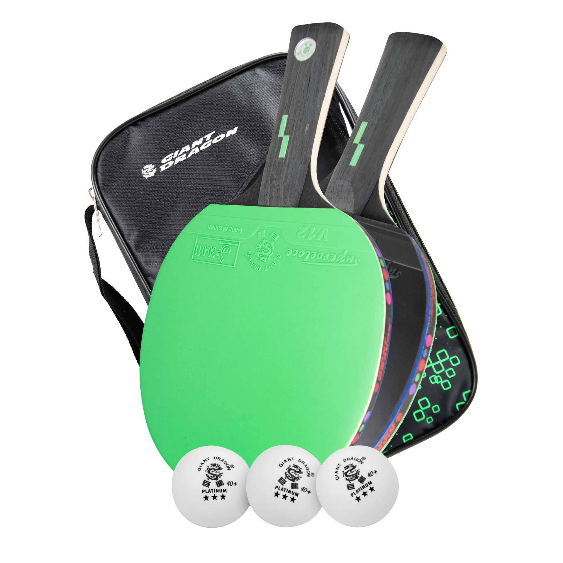 Kit 2 Raquetes de Tênis de Mesa com Bolsa e 3 Bolas Giant Dragon