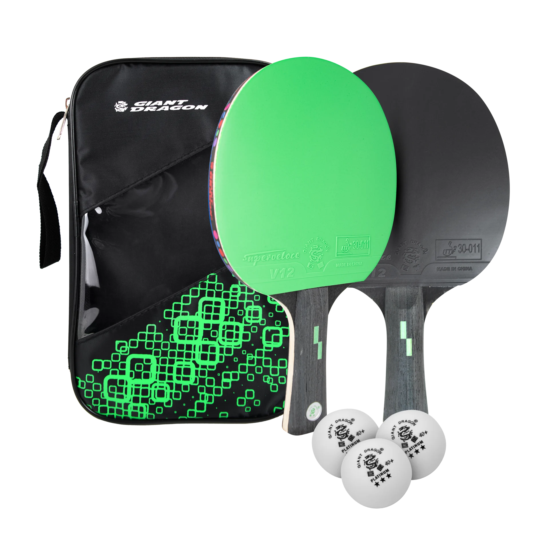 Kit 2 Raquetes de Tênis de Mesa com Bolsa e 3 Bolas Giant Dragon