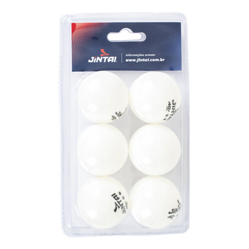 Bolas Tênis De Mesa Jintai - 06 Unidades - 2 Estrelas ABS - Branca