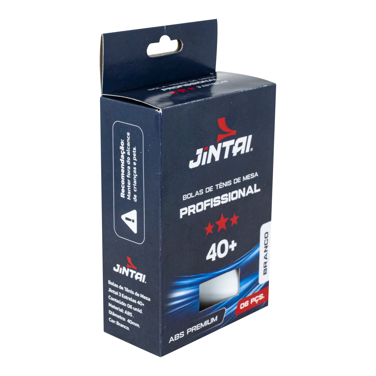Bola de tênis de mesa 3 estrelas - 6 unidades - Branca - Jintai