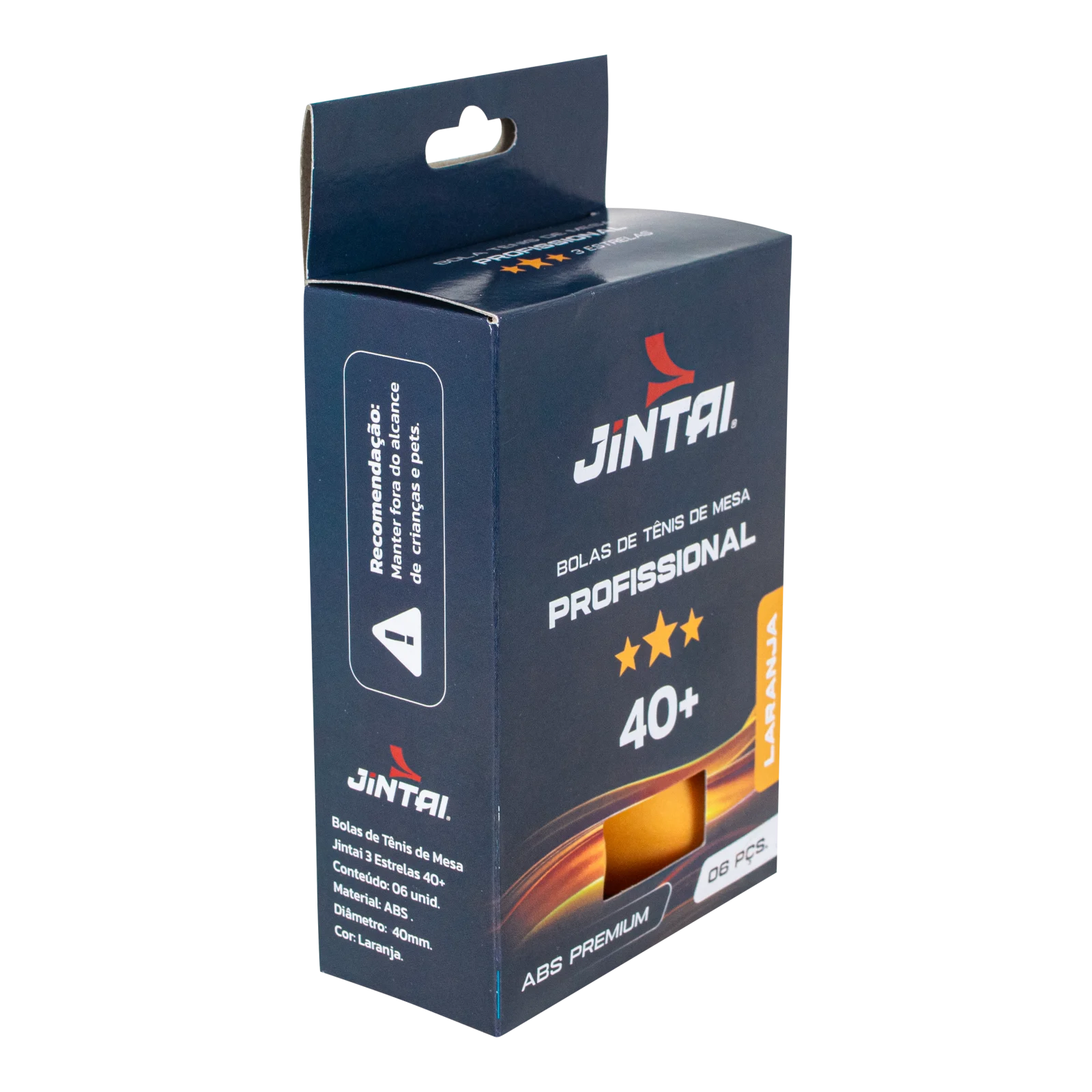 Bola de tênis de mesa 3 estrelas - 6 unidades - Laranja - Jintai