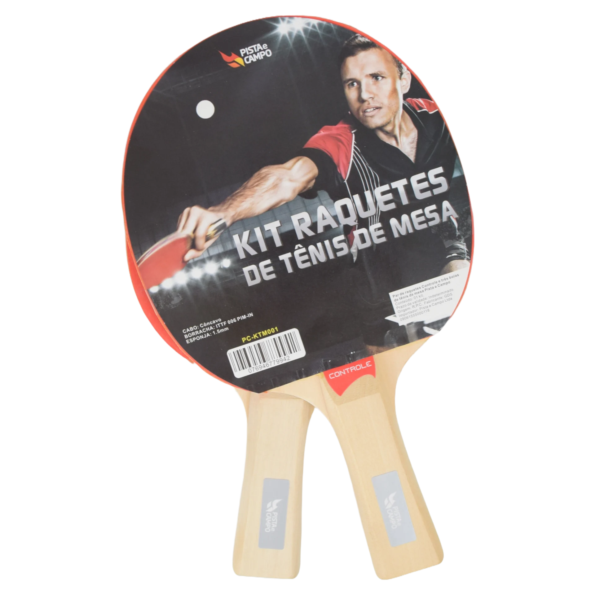 Kit 2 Raquetes de Tênis de Mesa Controle com 3 Bolas Pista e Campo