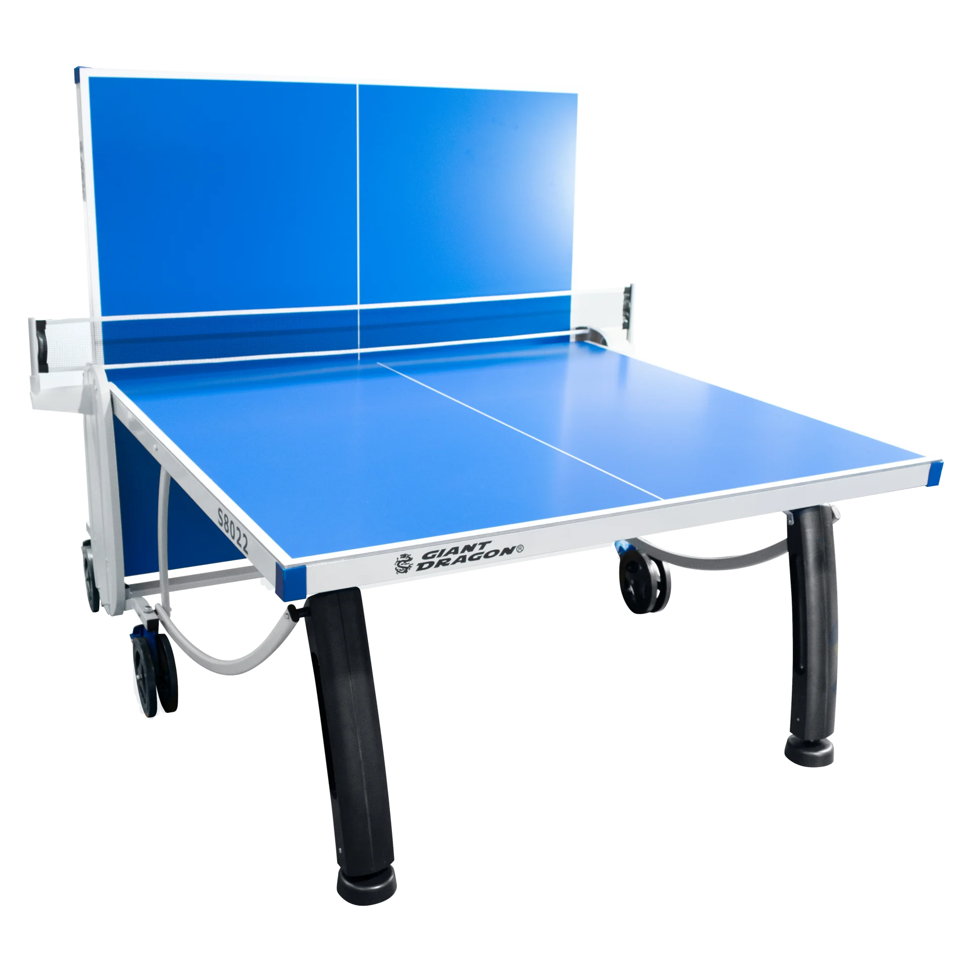 Mesa Tênis de Mesa Dobrável Outdoor Azul e Rede Armazenamento de Bolinhas nos Pés Giant Dragon
